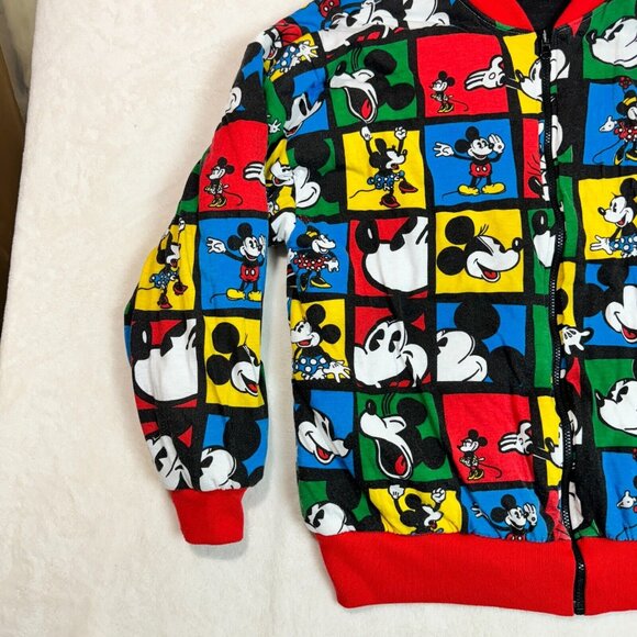 Vintage 80's Disney Mickey Mouse Unisex M 22X26 Reversible Cotton Bomber Jacket - Picture 3 of 16